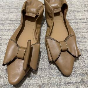 Pazzion Elegant Tan Bow Flats